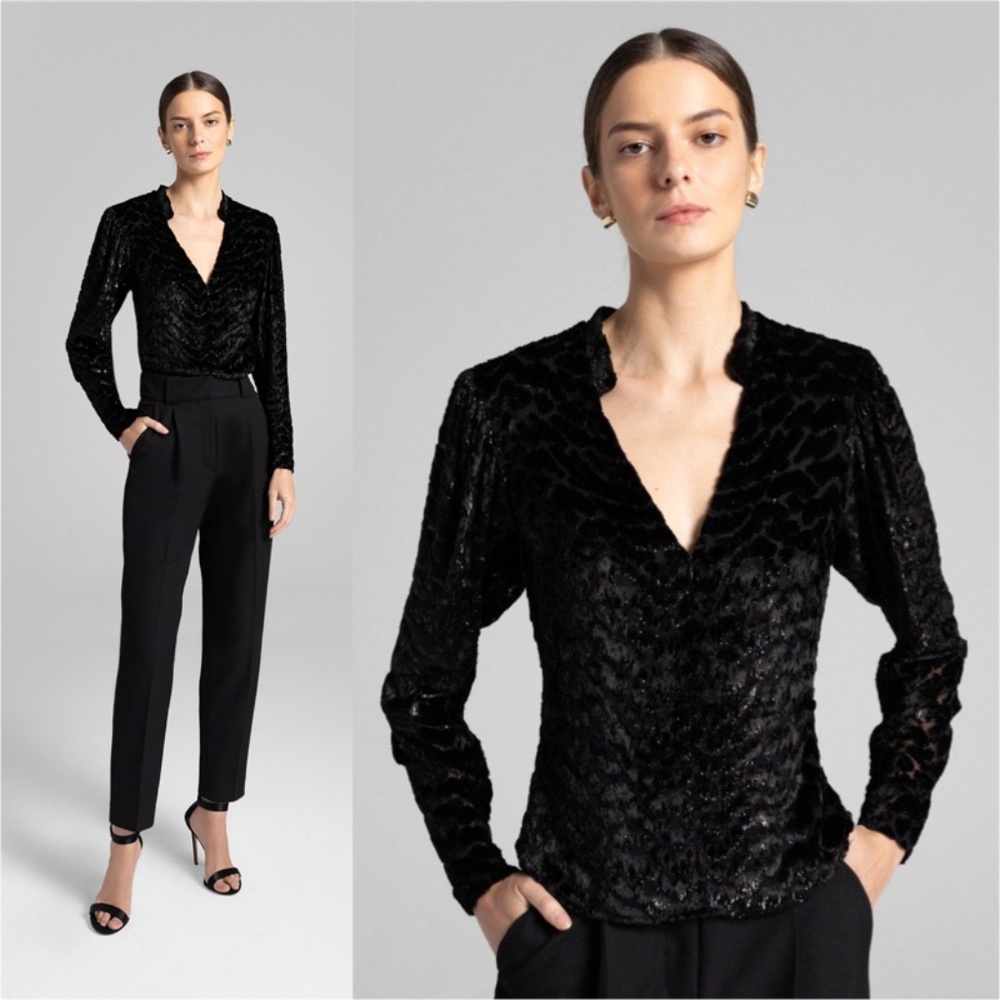 A.L.C. Canyon Animal Print V-Neck Blouse 2093